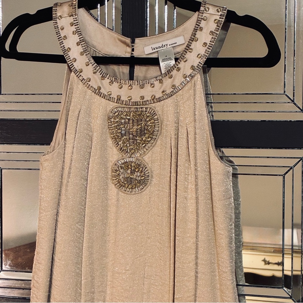 Laundry by Shelli Segal Gold Beaded Dress